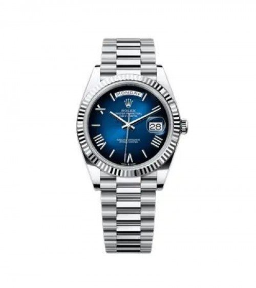 SEMI ETA Role_x Day Date Silver Ombre Blue Dial