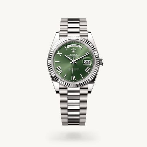 SEMI ETA Role_x Day Date Silver Green Dial