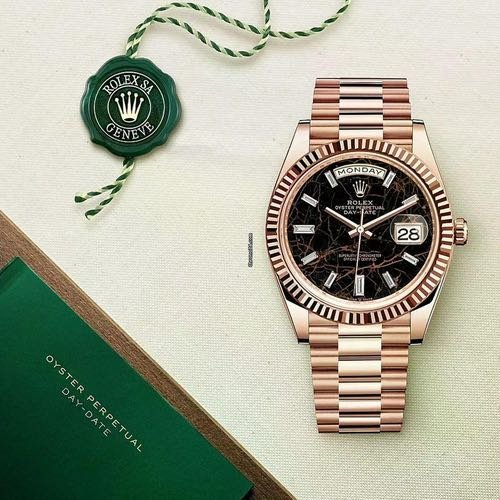 SEMI ETA Role_x Day Date Rose Gold Marble brown Dial