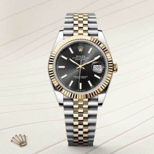 Semi ETA Role_x Date Just 41 Silver Gold Black Dial