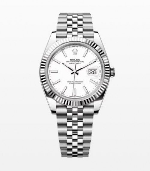 Semi ETA Role_x Date Just 41 Silver White Dial