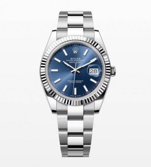 Semi ETA Role_x Date Just 41 Silver Blue Dial Oyster Strap