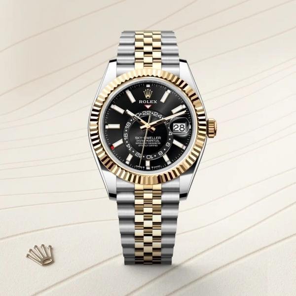 AAA Rolee_x Oyster Perpetual Sky Dweller 2Ton-Gold-Black