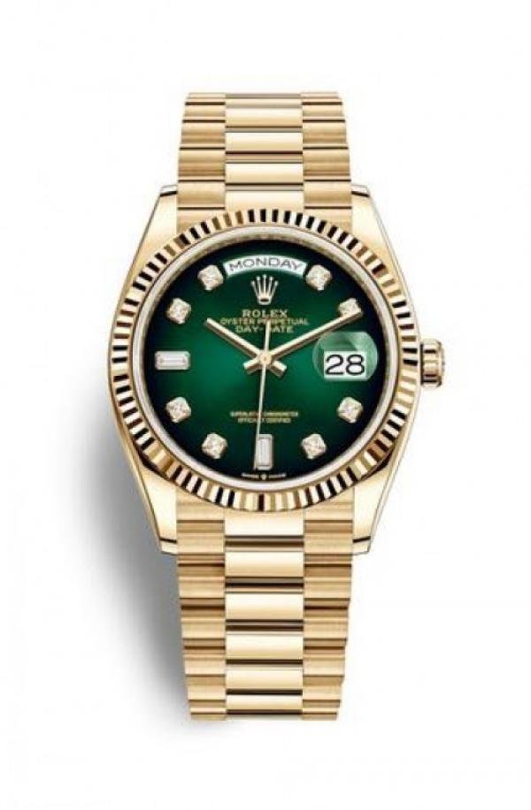ZR ROLE_X OYSTER PERPETUAL DAY DATE  GOLD GREEN SHADED DIAMOND DIAL