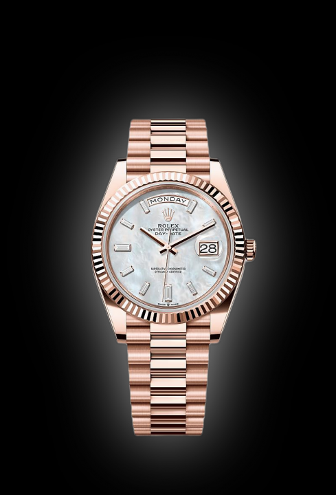 ZR ROLE_X OYSTER PERPETUAL DAY DATE  ROSE WHITE MARBLE DIAL