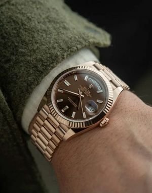 AAA ROLE_X DAY DATE ROSE CHOCOLATE DIAMOND AUTOMATIC HEAVY